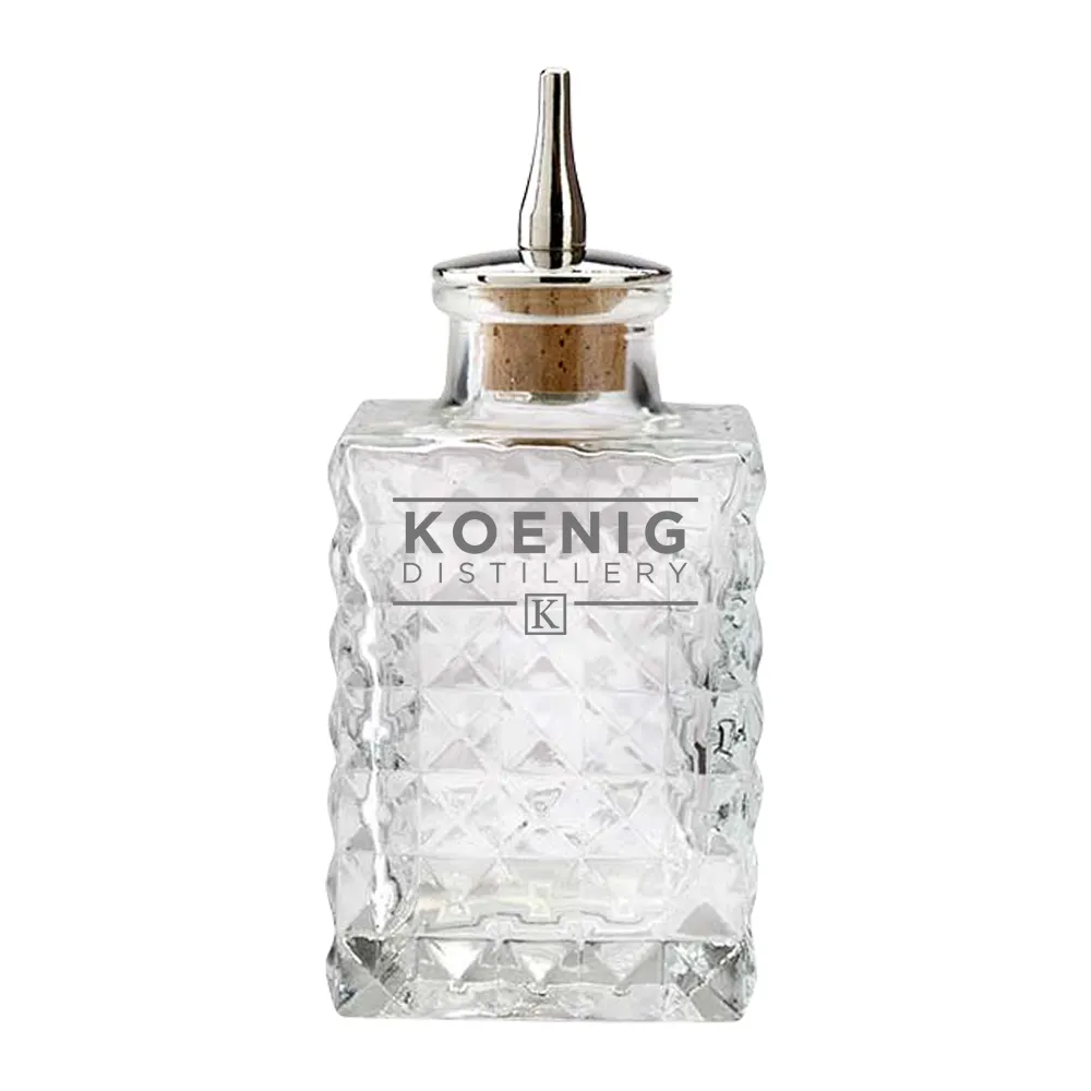 3oz. Glass Bitters Bottle Square Retro Design 5