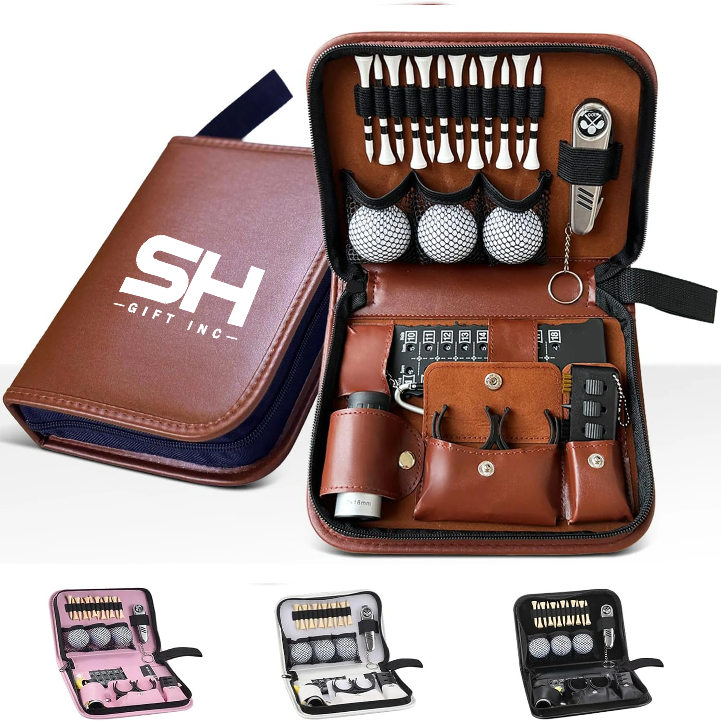 Golf Accessories Set With PU Leather Bag 4
