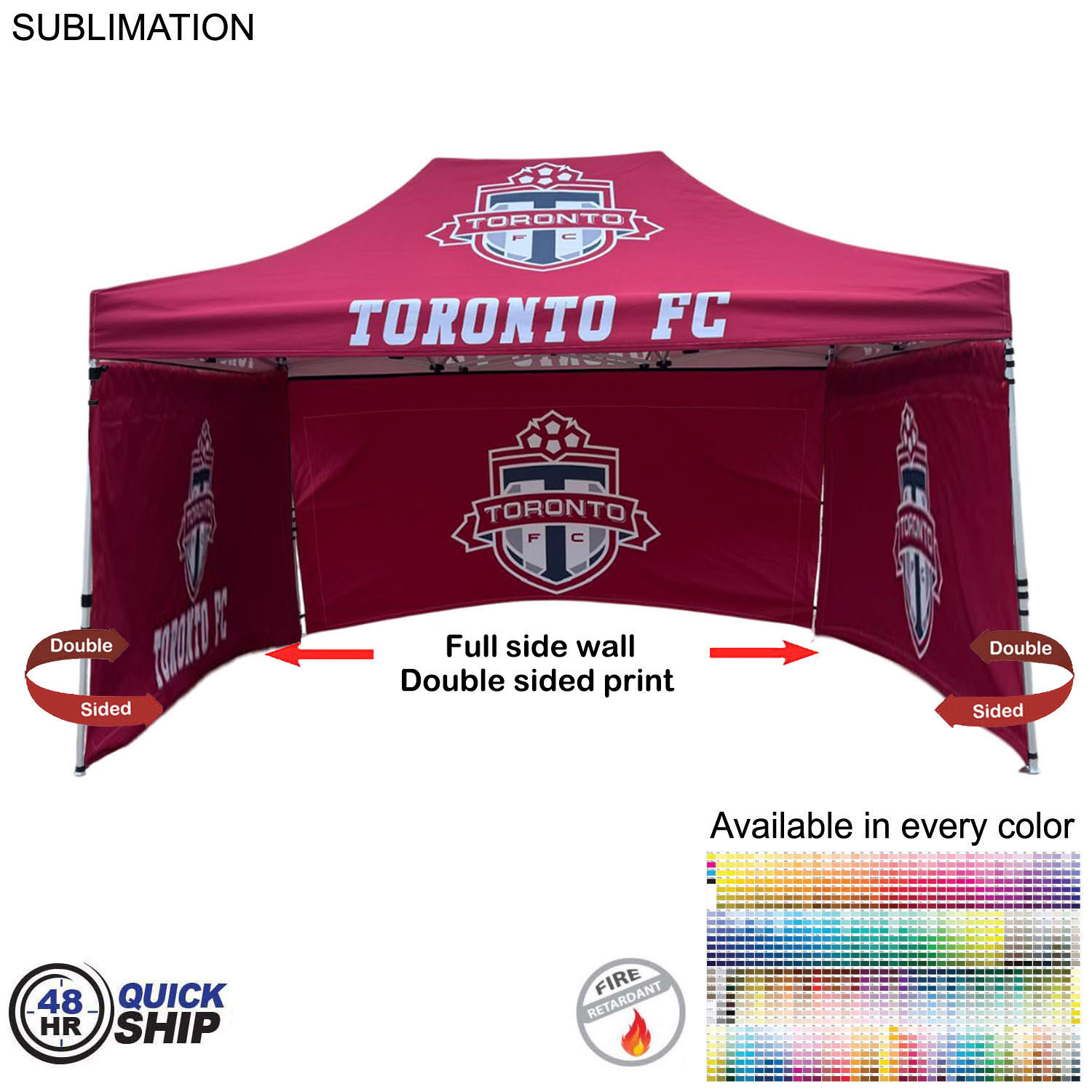 48Hr Quick Ship - Full Side Wall for 10x15 Tent Kit, Sublimated, Double Sided Print 4