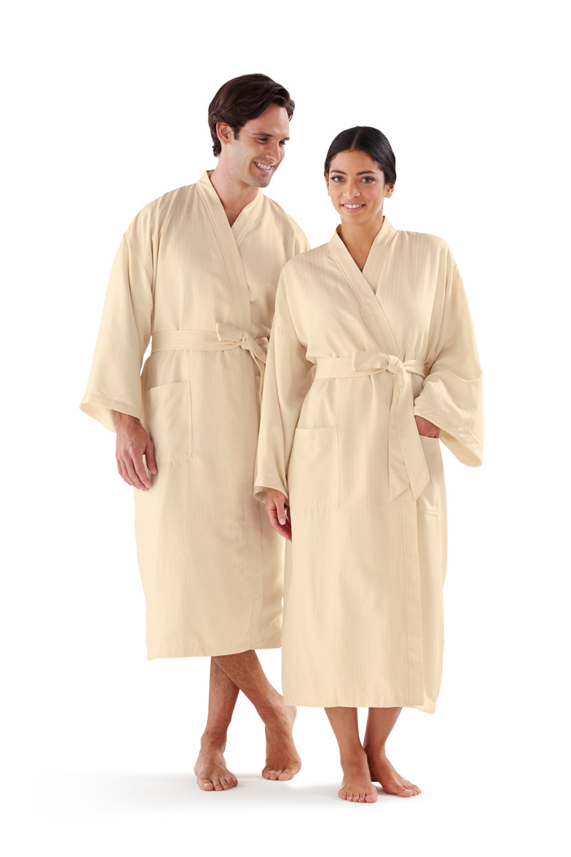 Satin Stripe Kimono Collar Bathrobe 6