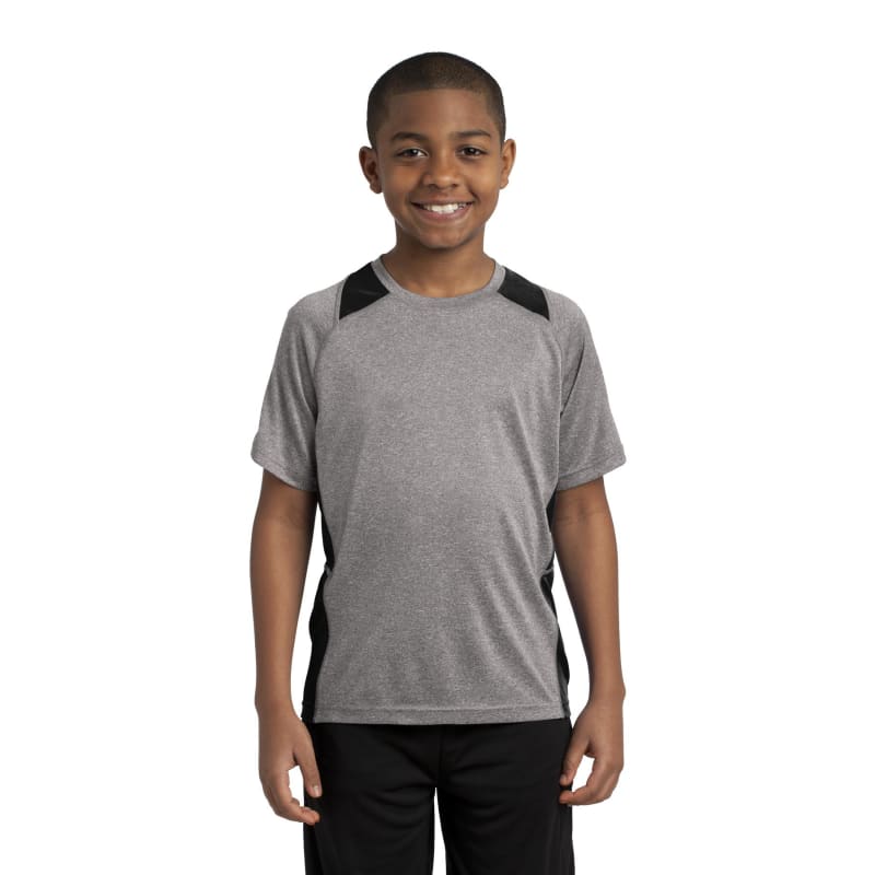 Sport-Tek Youth Heather Colorblock Contender Tee. 25