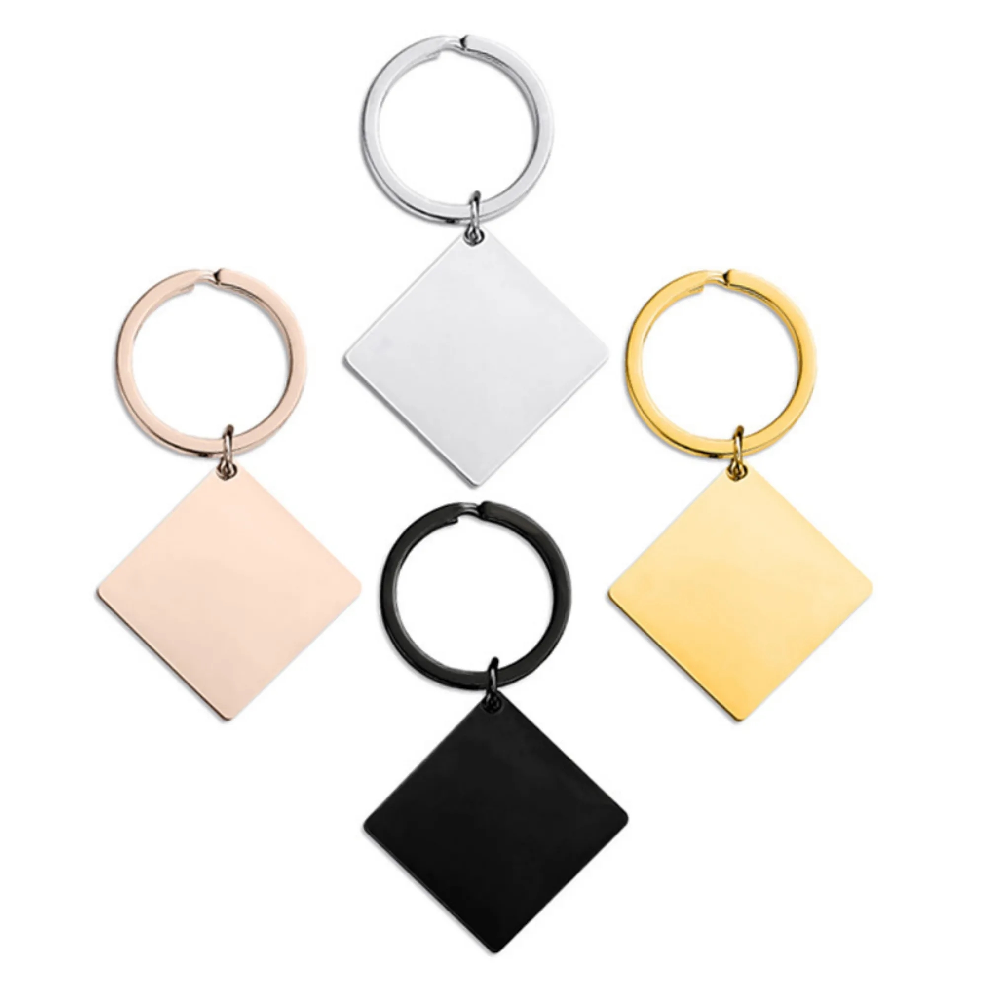 Stainless Steel Square Metal Tag Key Chains 2