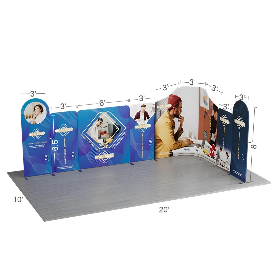 20ft Magnetic Modular Fabric Displays - L Shape 14