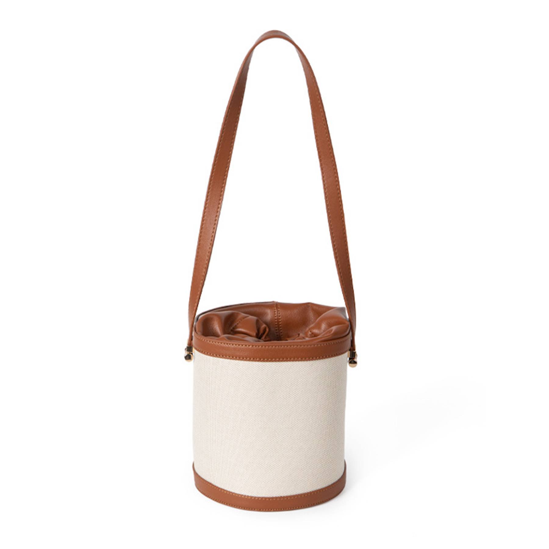 Contrasting canvas-paneled bucket shoulder bag 2