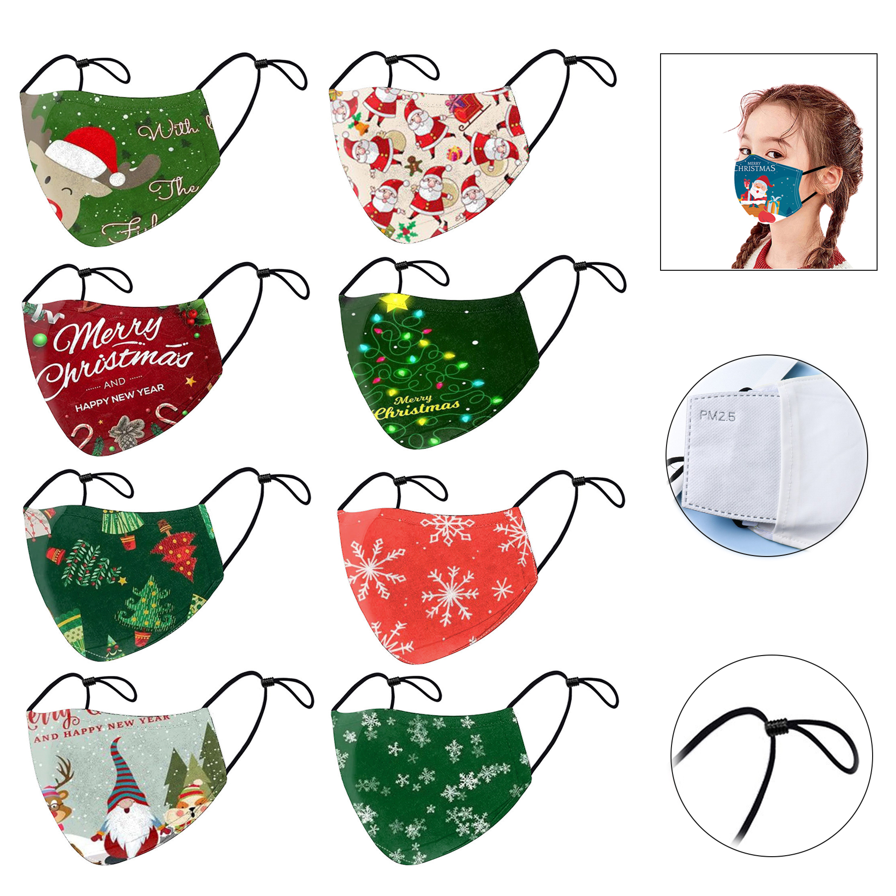 Kids 2 Layers Reusable Polyester Adjustable Mask 4