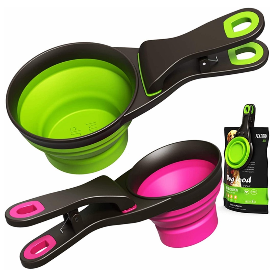 Pet Folded Scoop Dog Cat Sealing Clip Cup 2