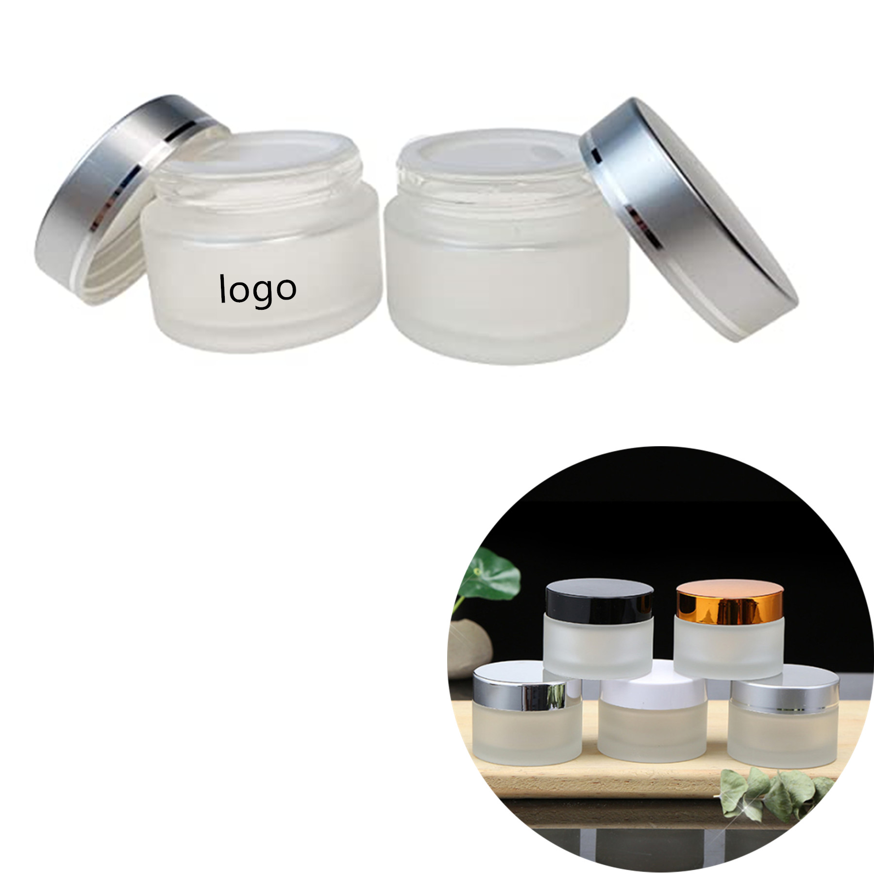Frosted Clear Glass Empty Refillable Cosmetic Jars 1