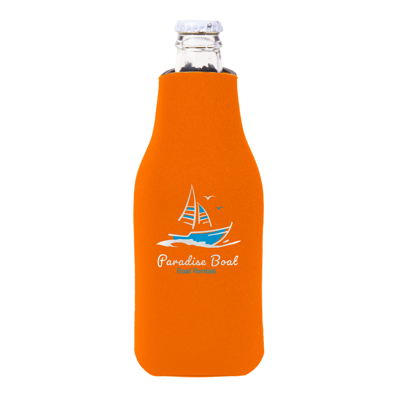 Zipper Beer Bottle Cooler (2 Color Imprint) 7