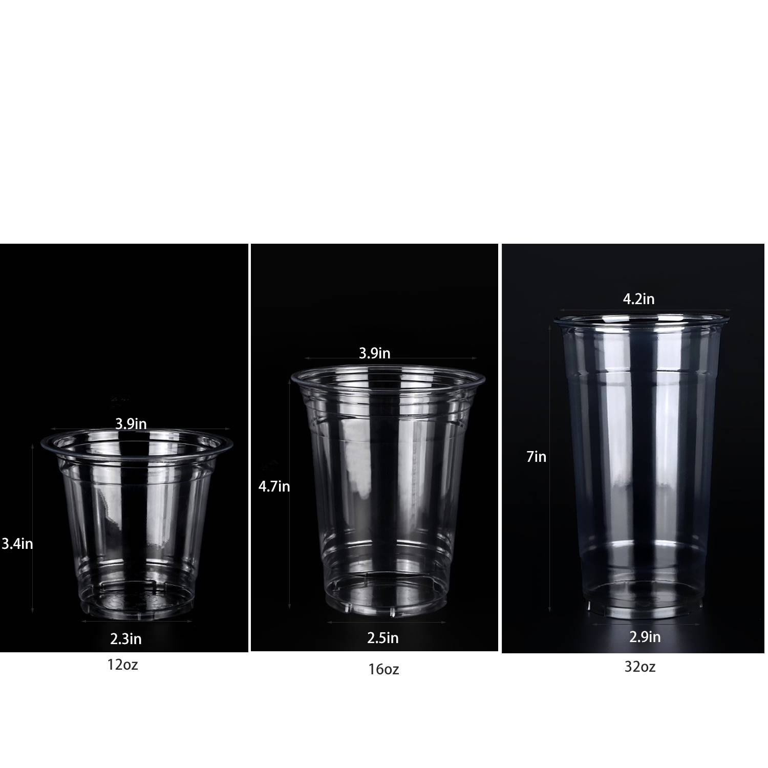 12/16/24/32oz Plastic Clear cups with Lid 6