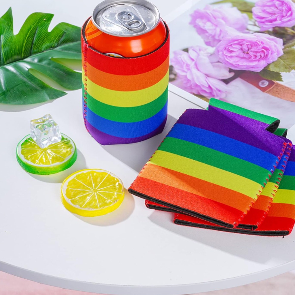 Rainbow Neoprene Can Cooler Sleeve for Pride Events 4