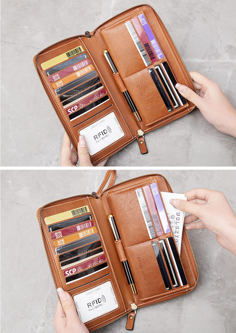 Women's RFID Blocking Wallet With Zipper 6