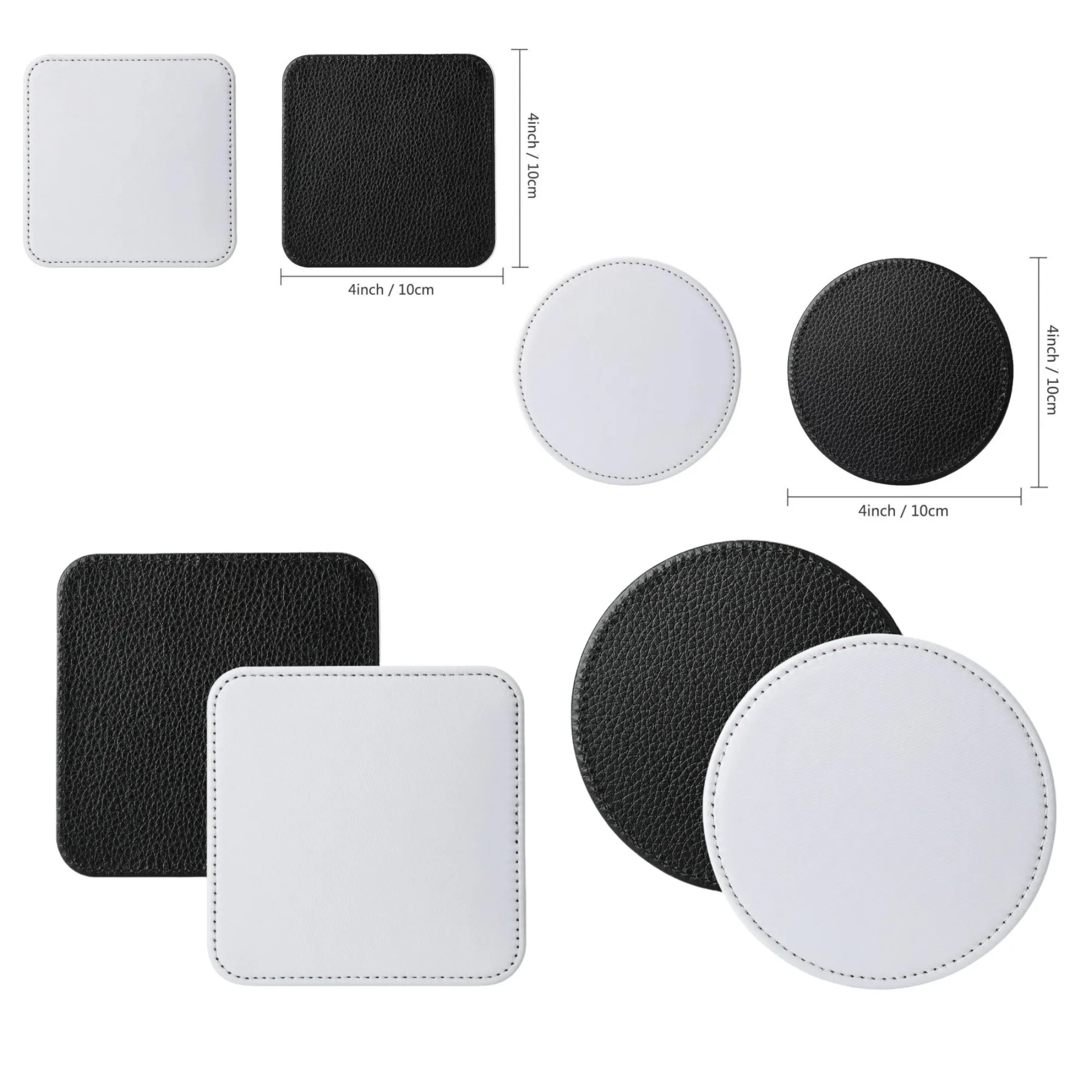 Premium PU Leather Coaster with Sewn Edge 10