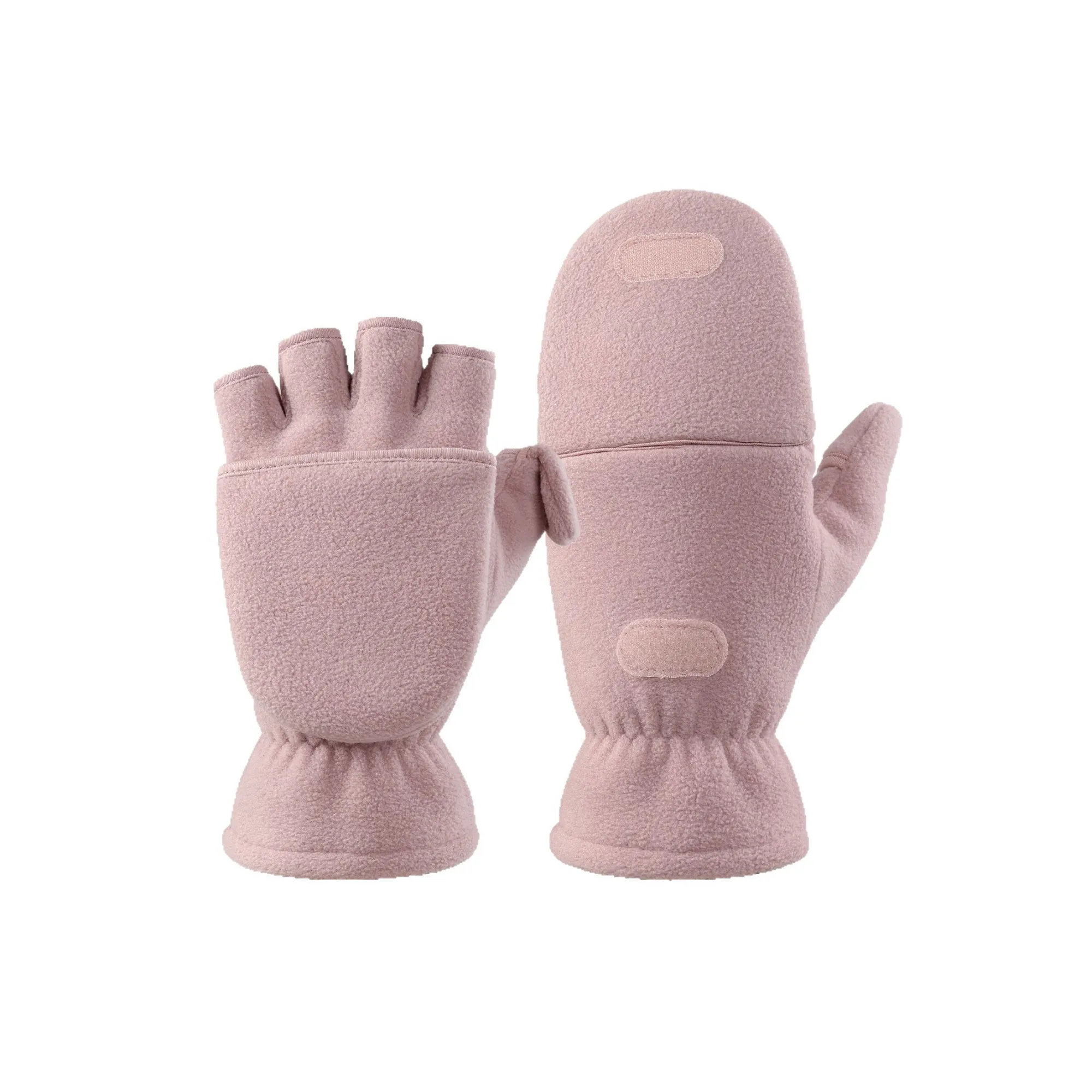 Fingerless Double - Layer Polar Fleece Flip Top Gloves" 5