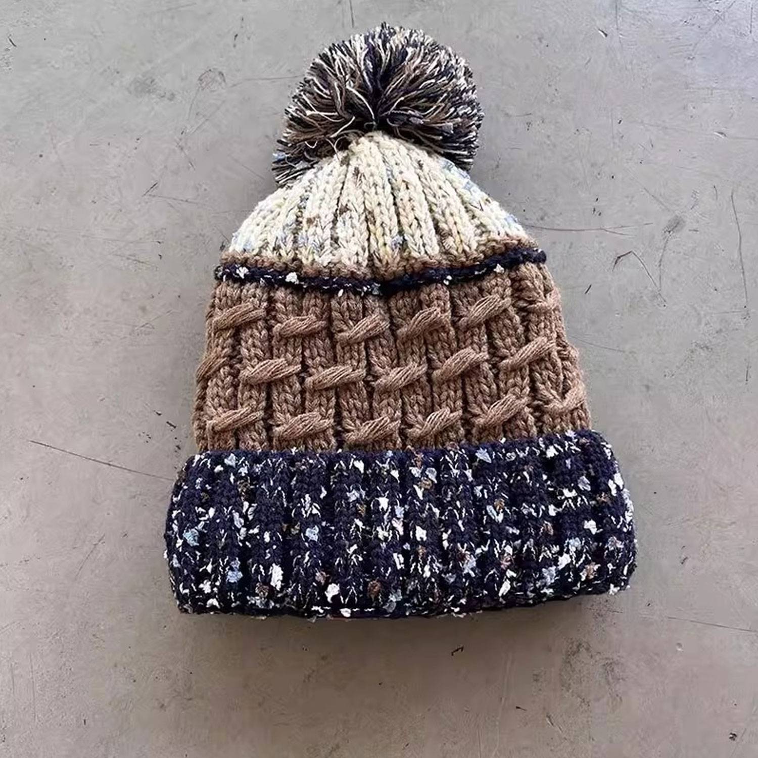 Mixed Color Striped Velvet Beanie Hat 5