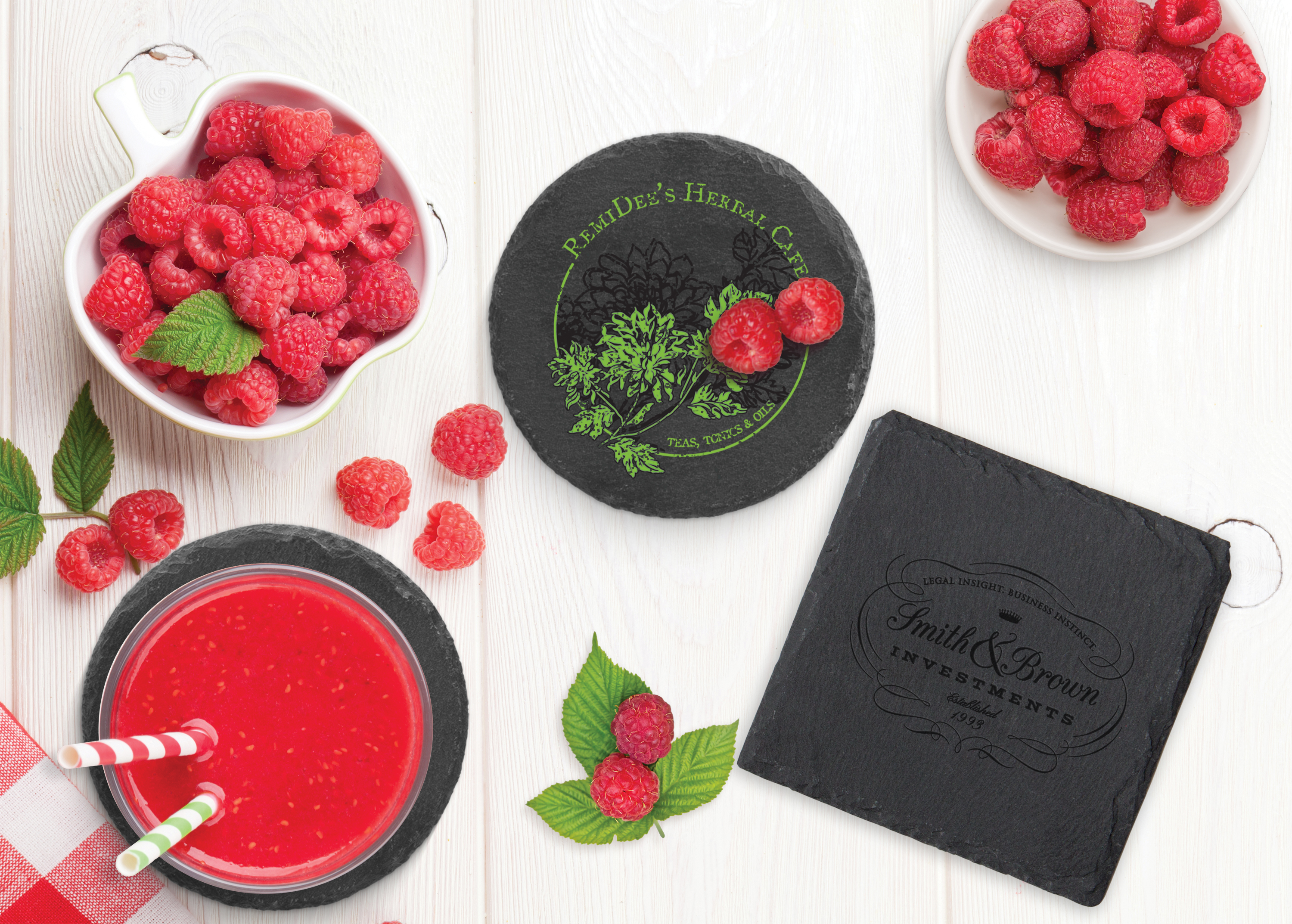 Round Slate Coaster Set 1