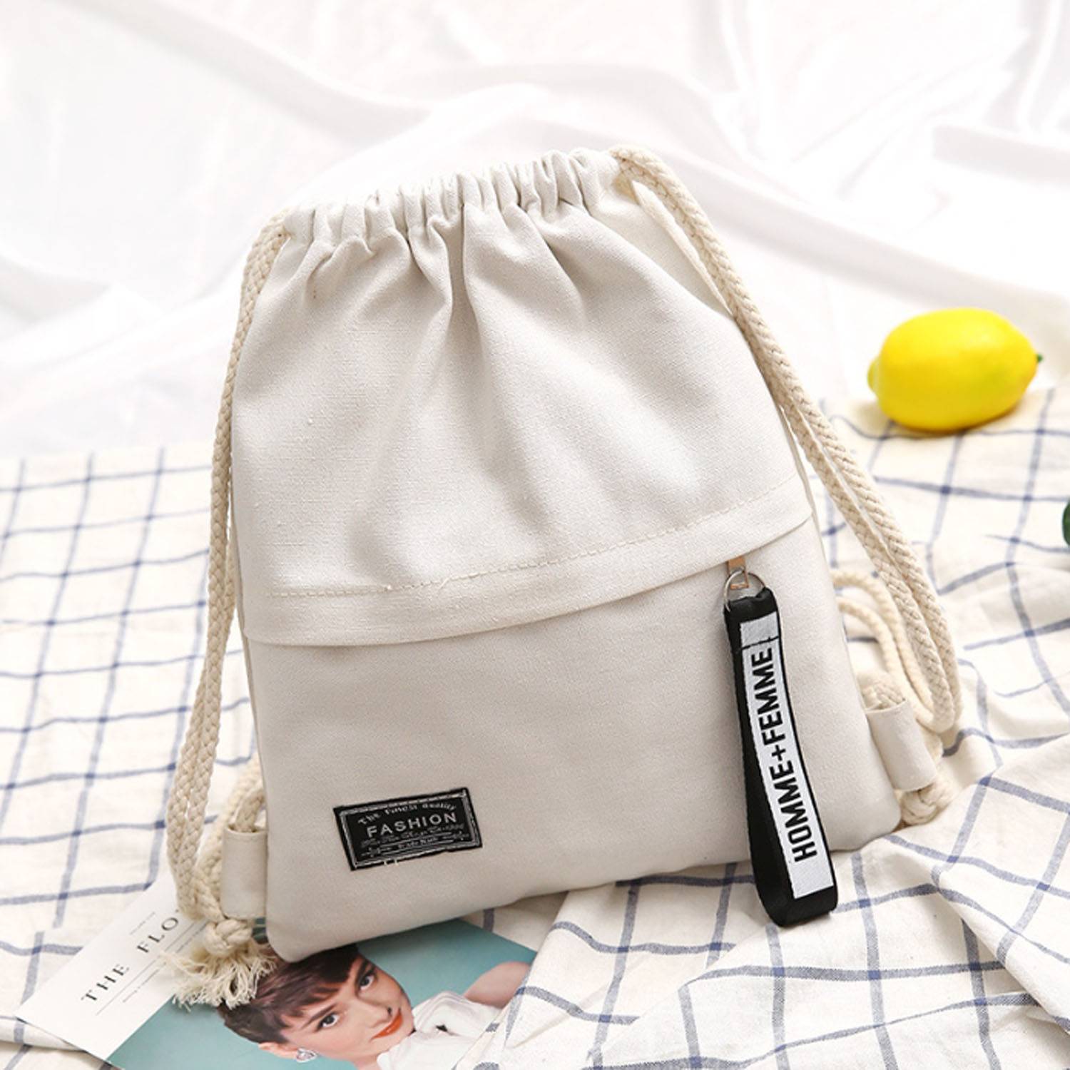 Canvas Storage Drawstring Backpack 9