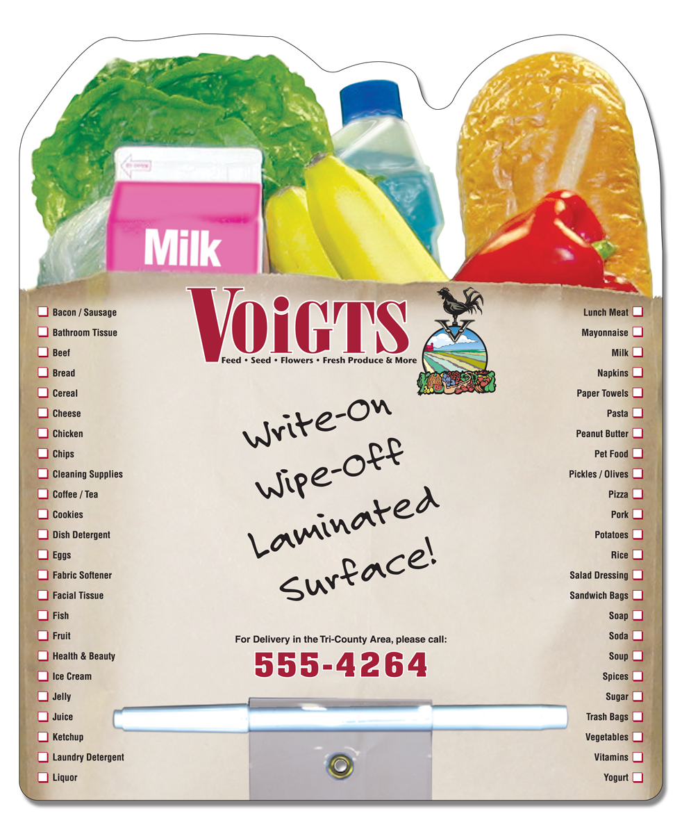 Delivery Laminated Memo Board - Grocery Bag Shape (8.5x10.125) 4