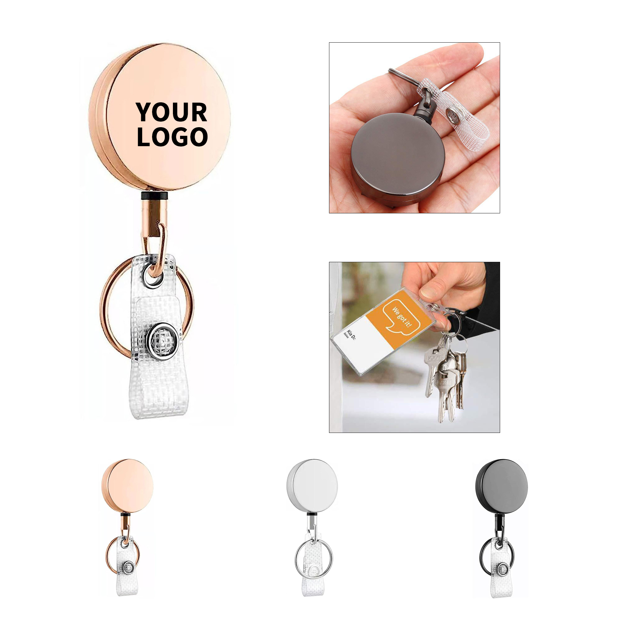 Metal Round Badge Reel With Belt Clip 5