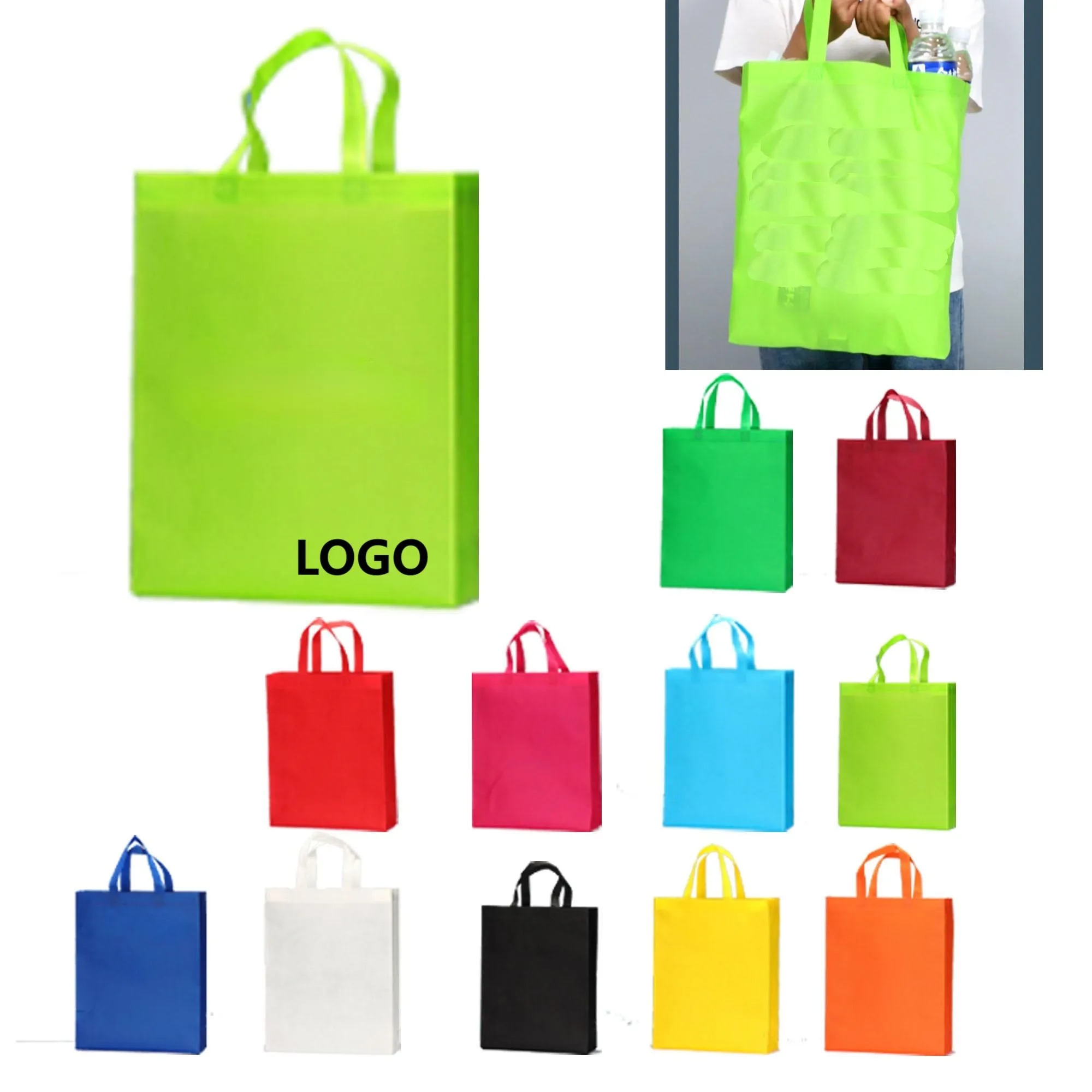 Reusable Non-Woven Grocery Tote Bag 11.8"x15"x3.9" 6