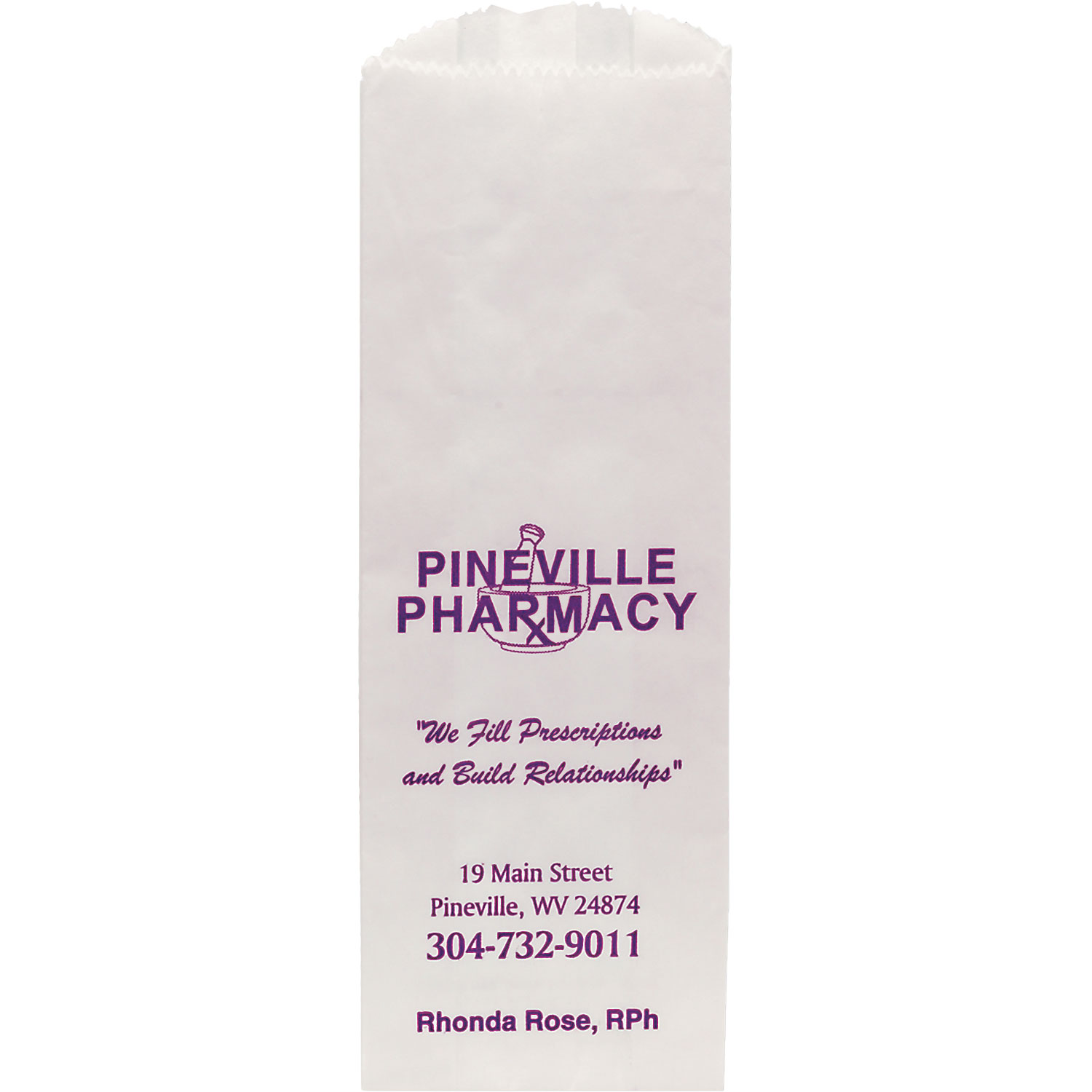 White Paper Pharmacy Bags - 3-1/2" x 2" x 10-1/4" 1