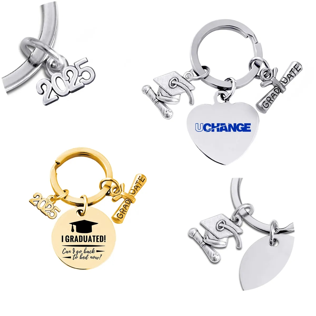 Stainless Steel Graduation Keychain Class Of 2025 2