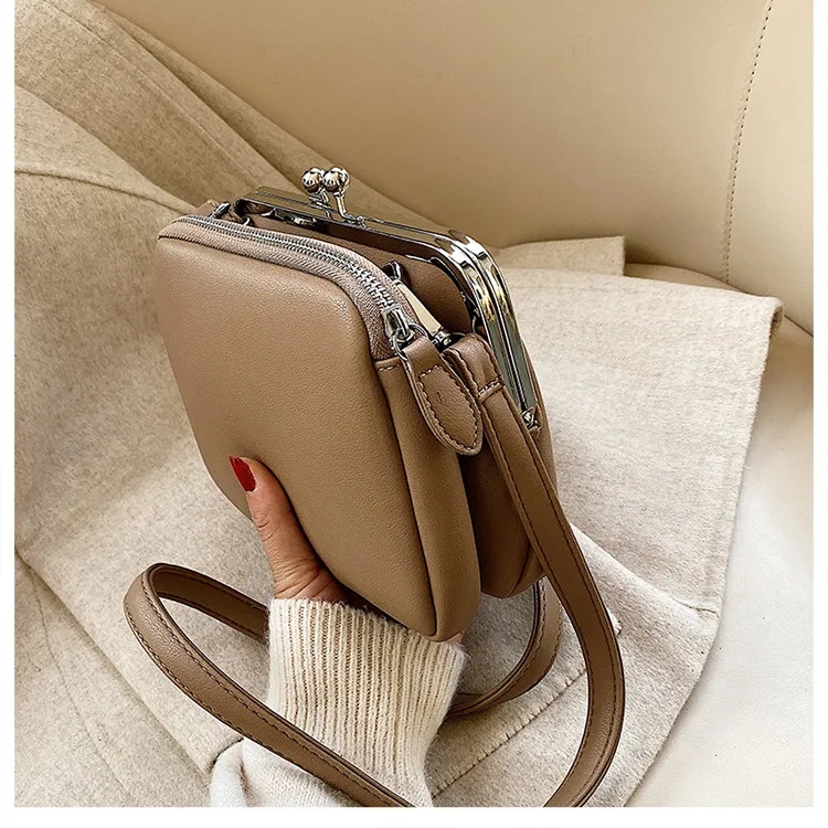 Vintage double clamped bag Stylish simple single shoulder cr 3