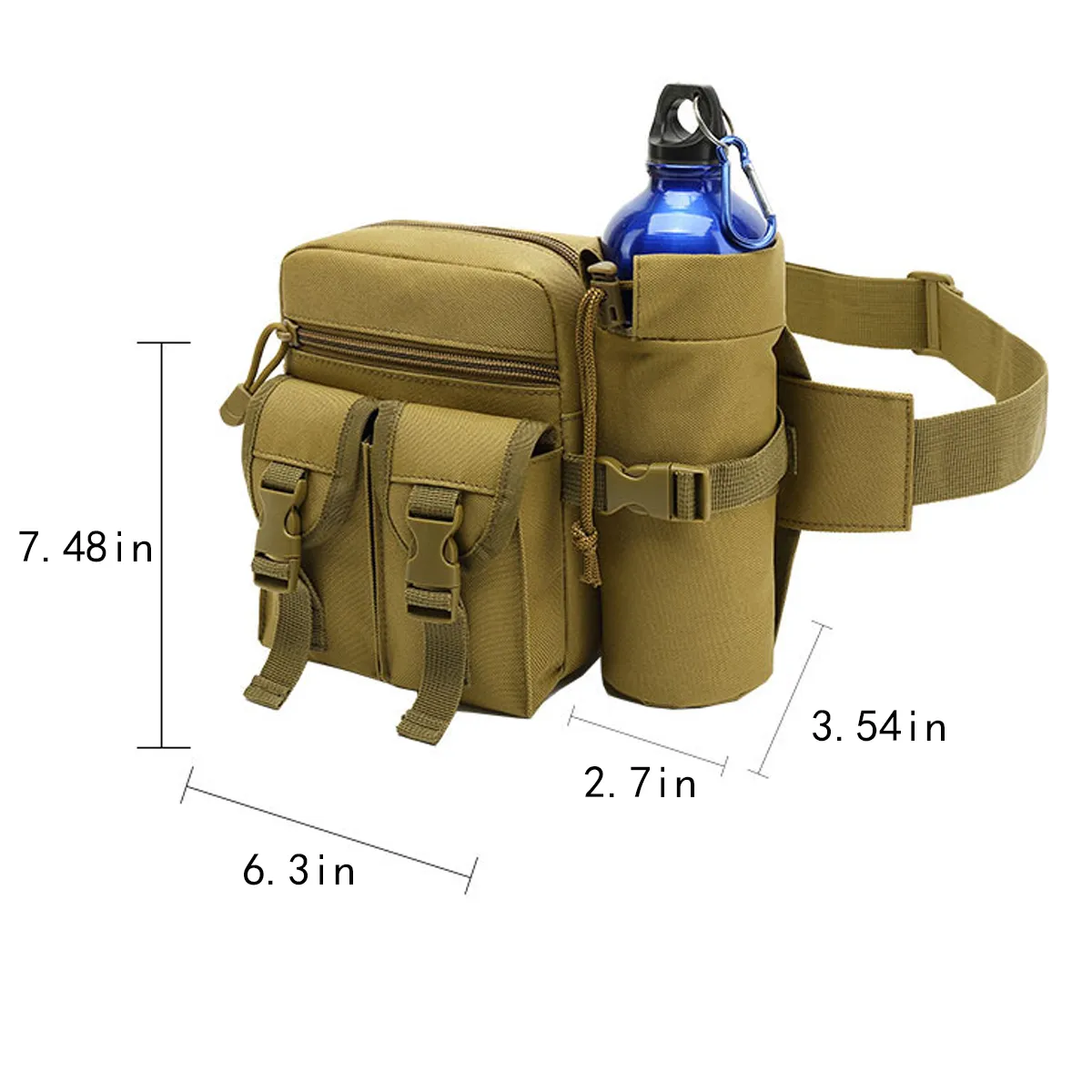 Tactical Waist Pouch Fanny Pack W/ Water Bottle Holder 6