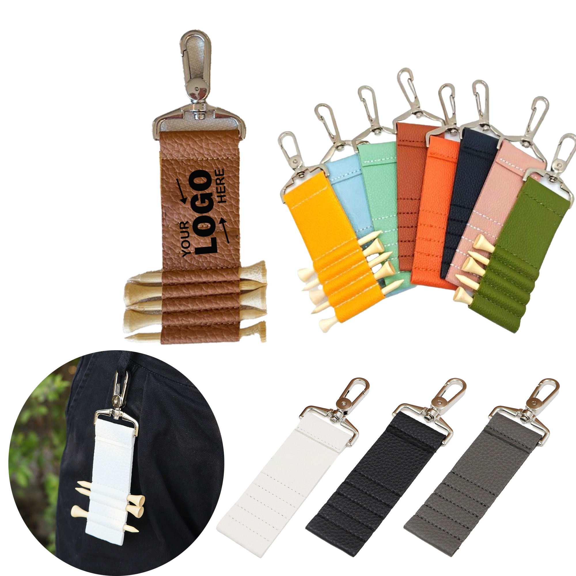 PU Leather Golf Tee Holder Pouch 2