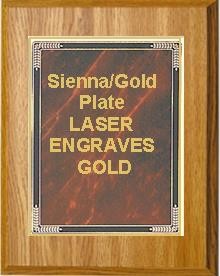 7" x 9" Oak Finish Plaque with a Sienna Marble Mist Plate 2