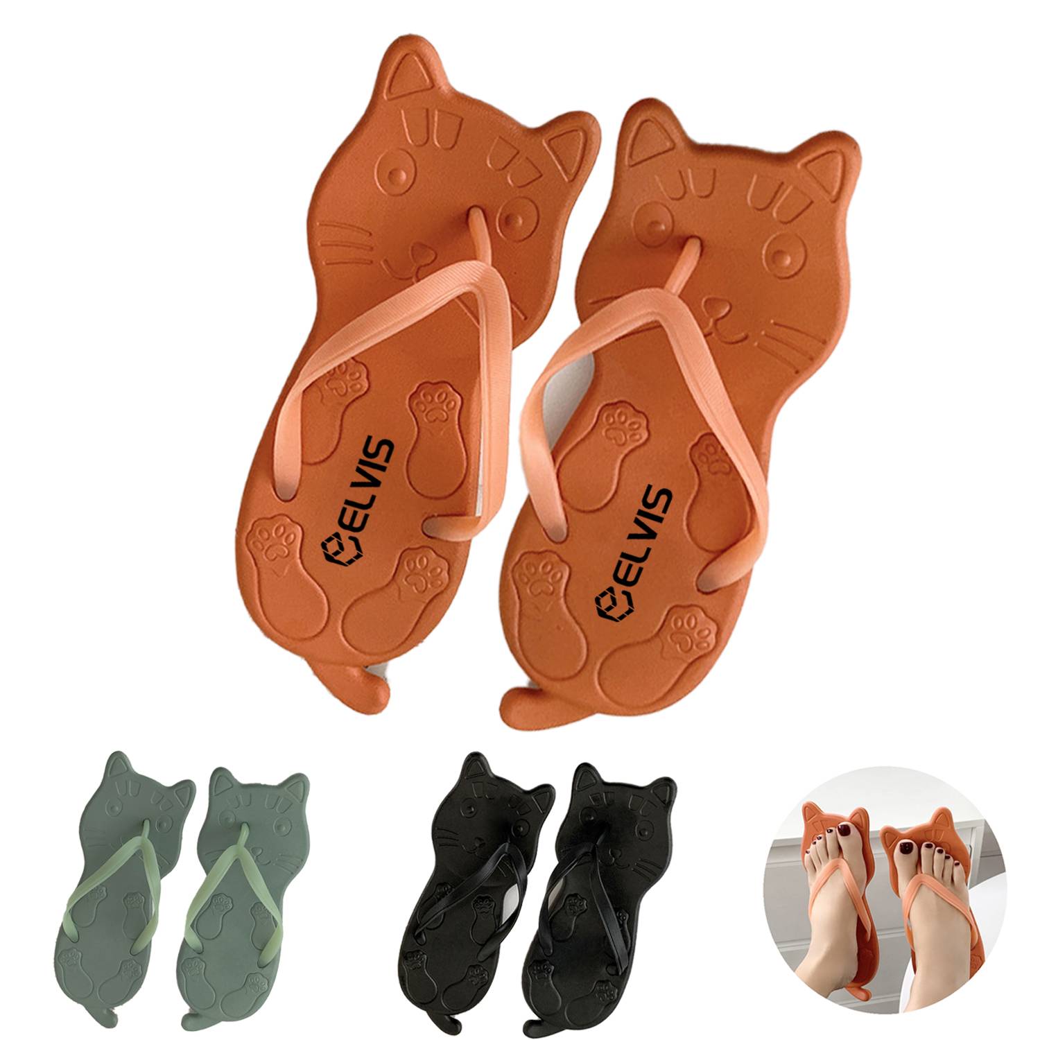 Cute Kitten Ladies Flip Flops Slipper 6