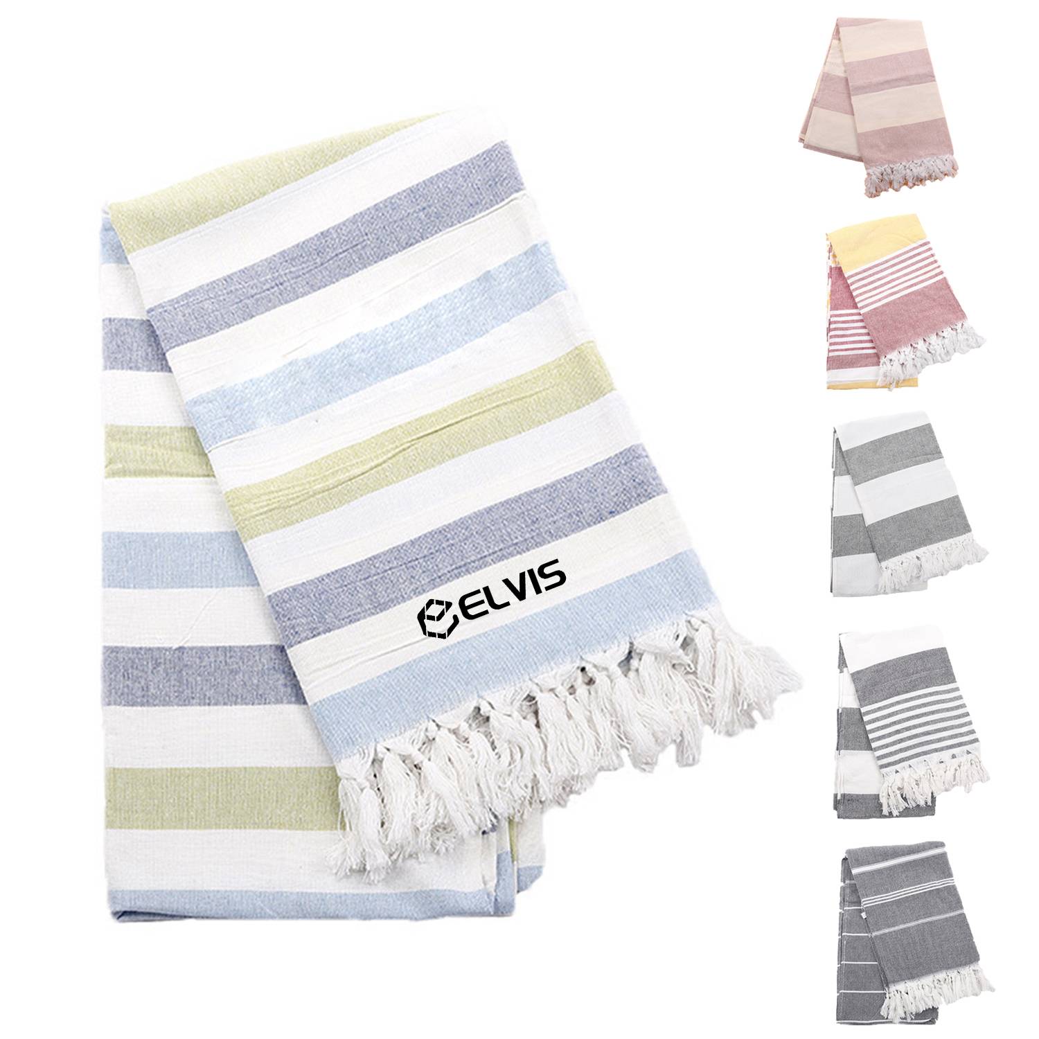 Cotton Turkish Fringe Striped Beach Towel 2