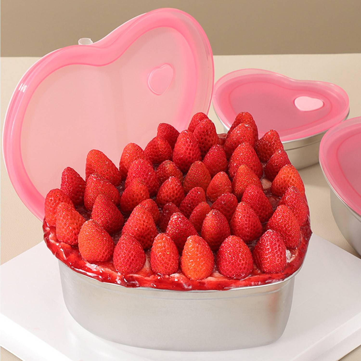 30oz Stainless Steel Heart Cake Containe w/ Lid 6