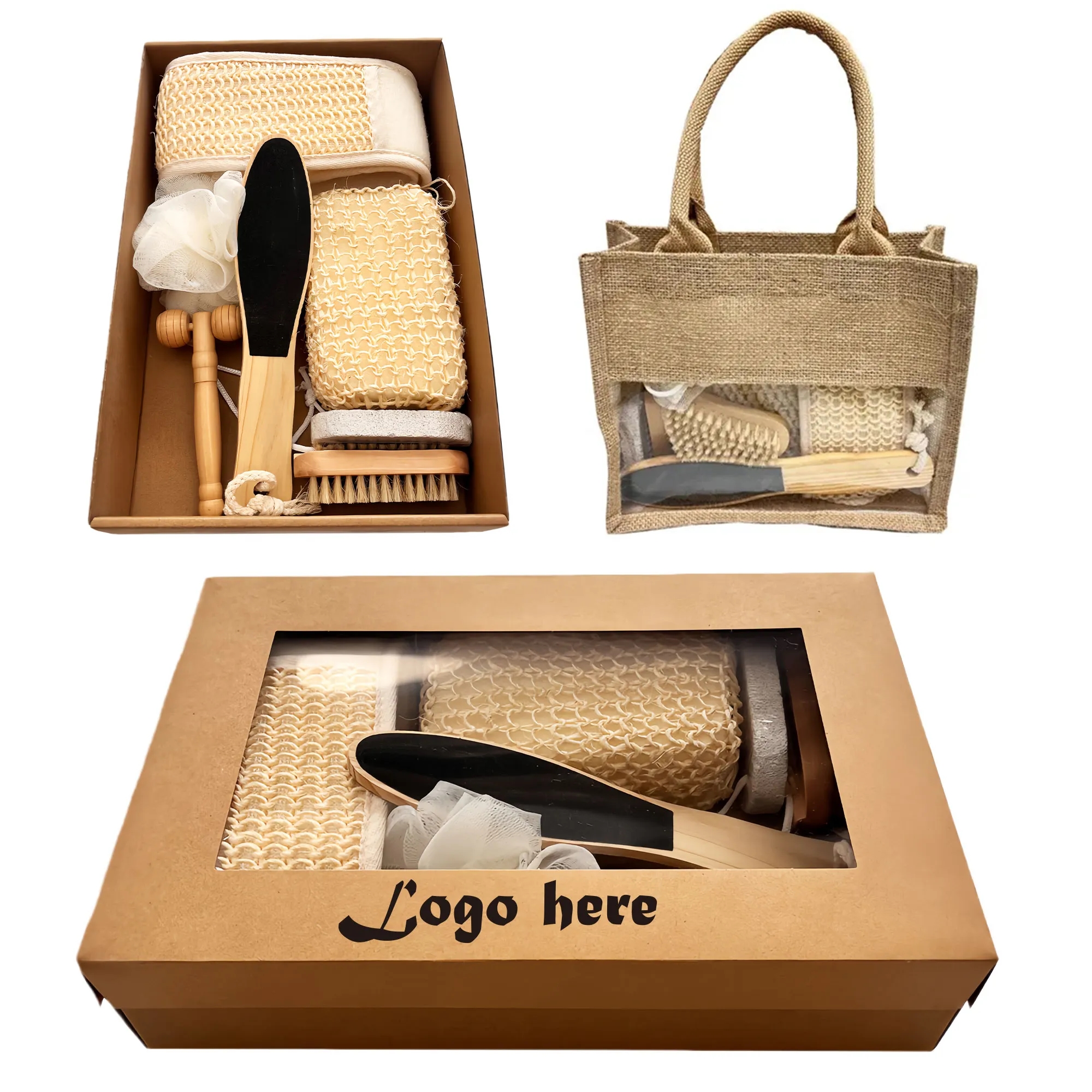 Natural Fiber 7-Piece Spa Bath Set With Accessories Gift Box