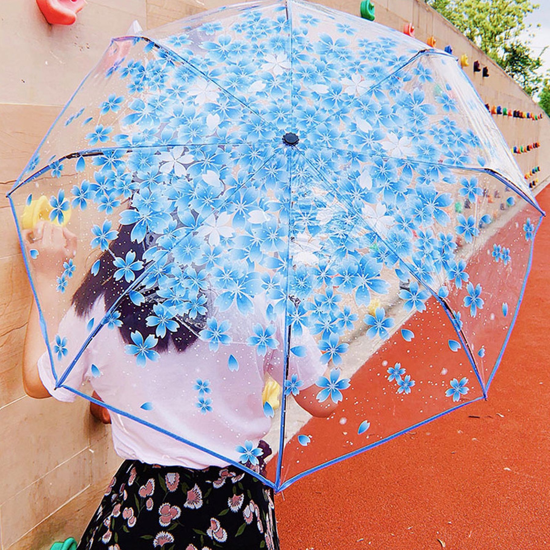 Tri-Fold Automatic Open Stick Event Transparent Umbrella 8