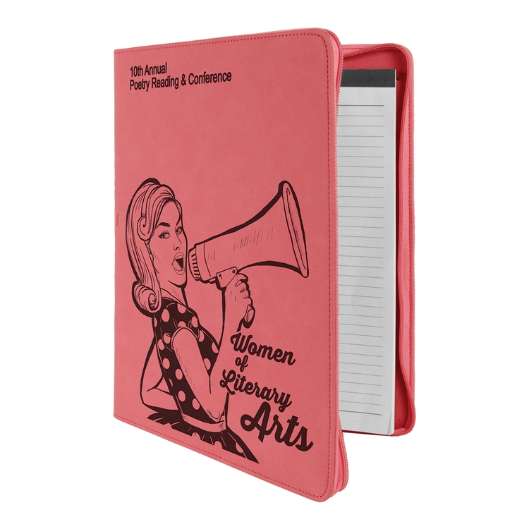 9" x 12" Leatherette Pink Portfolio with Zipper 10