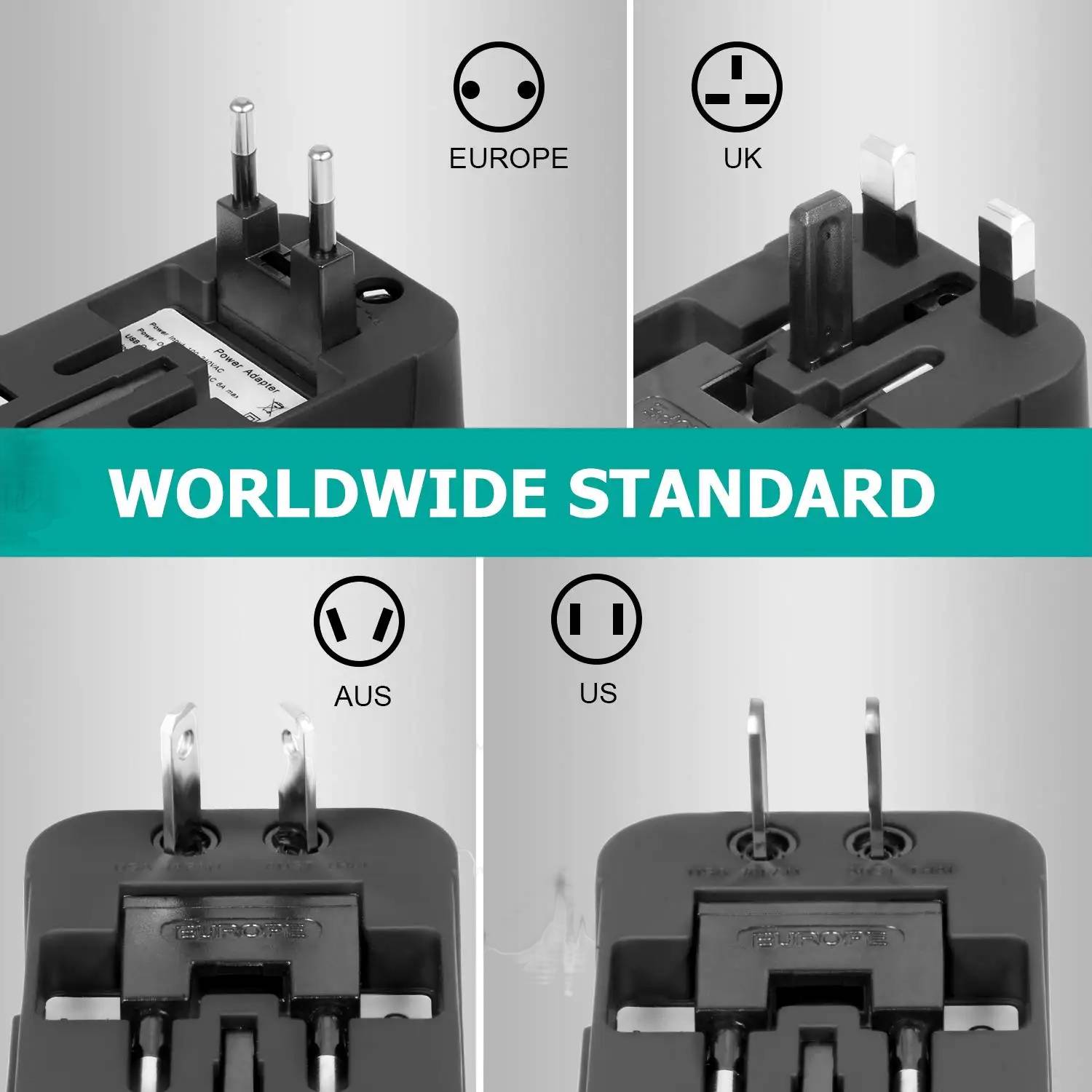 Dual USB A Port Universal Travel Adapter 5