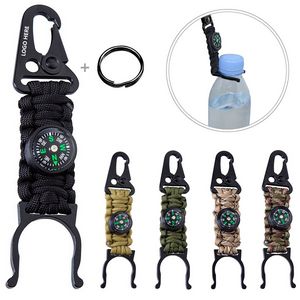 Handmade Paracord Survival Key Chain With Compass And Bottle Holder 23