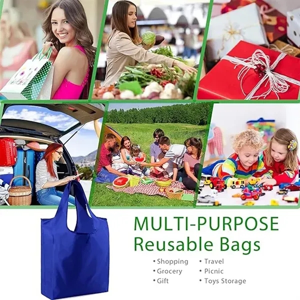 Foldable Large Grocery Reusable Shopping Bags, custom tote bag with logo imprint 4