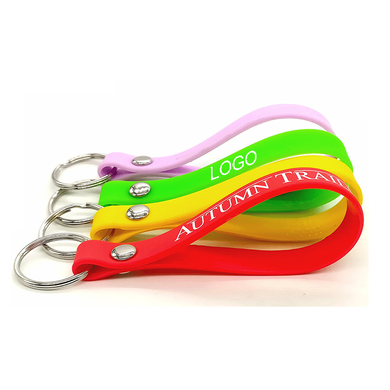Silicone Rubber Band Key Rings Chains--8"x0.5"x0.08" 1