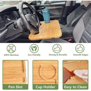 Bamboo Car Laptop Steering Wheel Desk 5