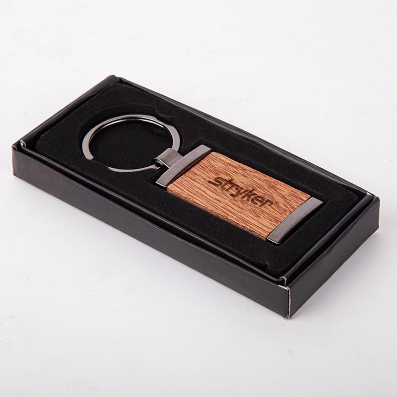 Grafton Gunmetal Wood Rectangular Key Chain 1