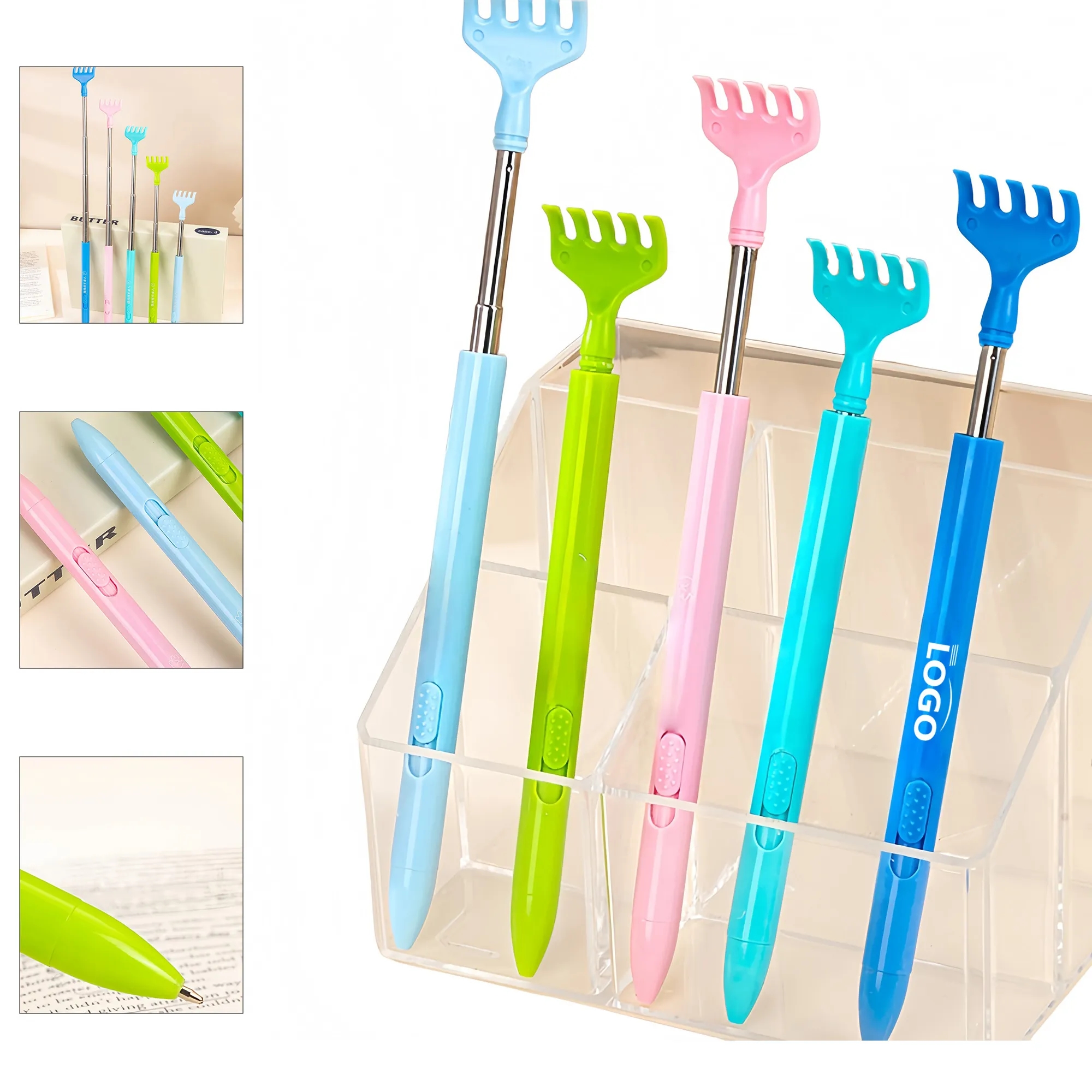 Retractable Ballpoint Pen With retractable Scratcher Tip