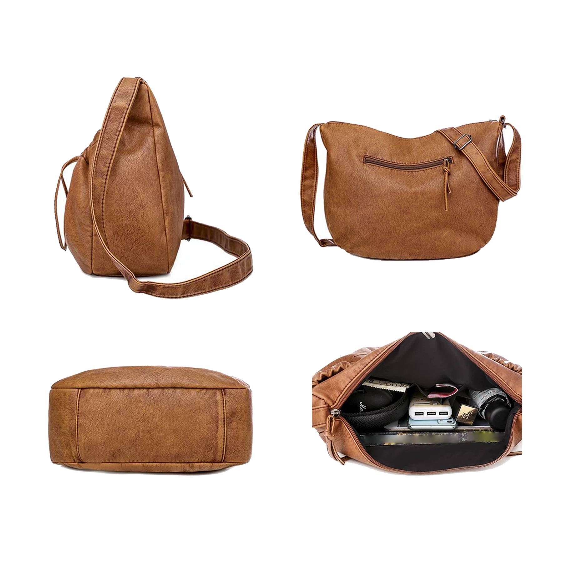 PU Leather Crossbody Drawstring Bags for women 5