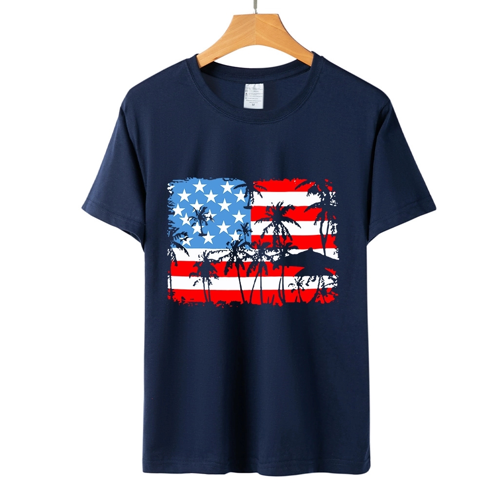 Women American Flag Graphic Short Sleeve Round Neck T-shirt 7