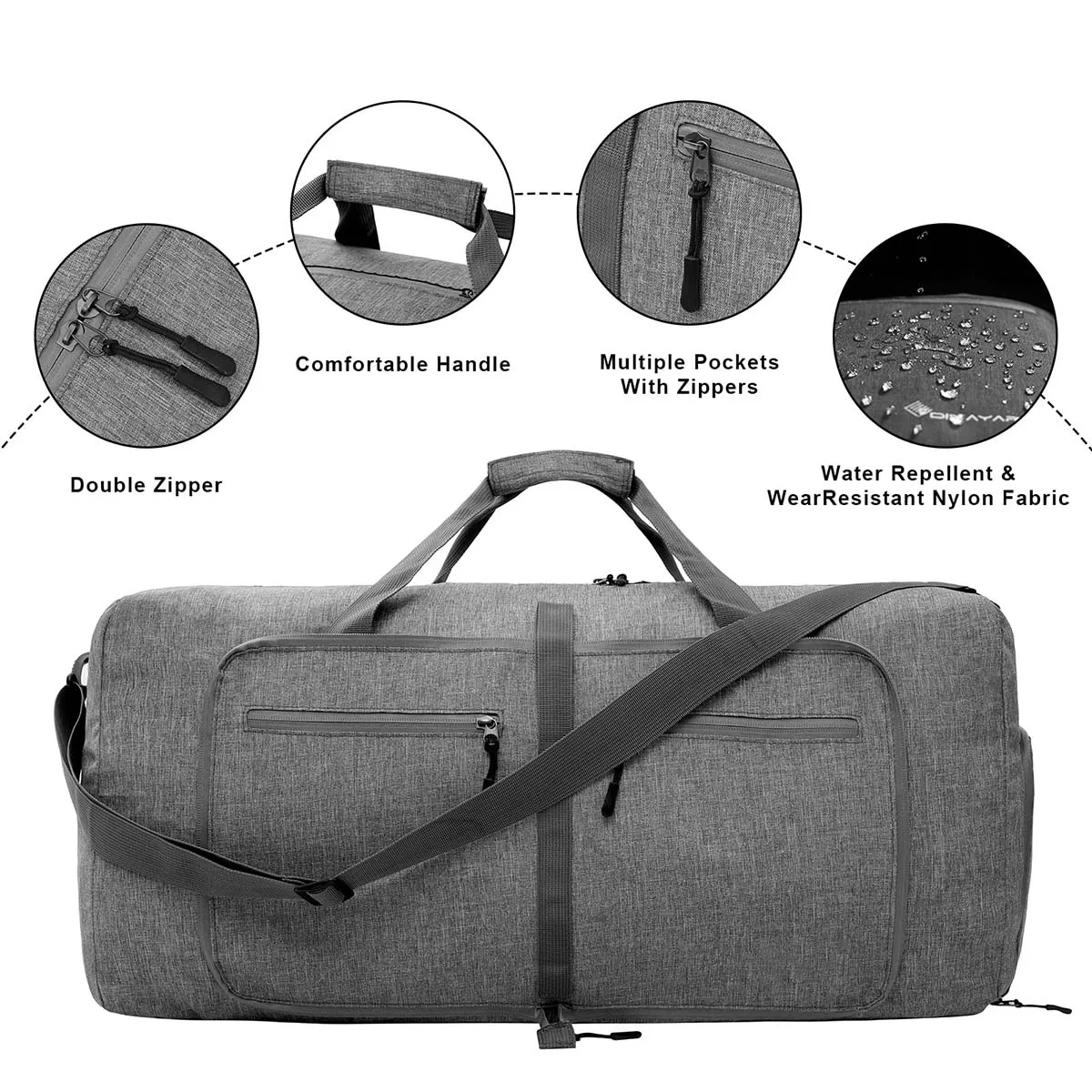 65L In Stock Custom Foldable Travel Duffle Overnight Bag 8