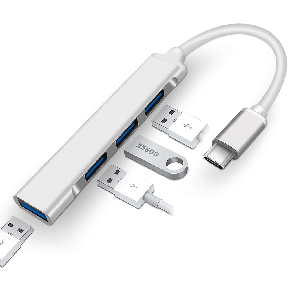 Ultra-Slim Type-C USB 3.0 Hub with 4 Ports – Compatible with MacBook 8
