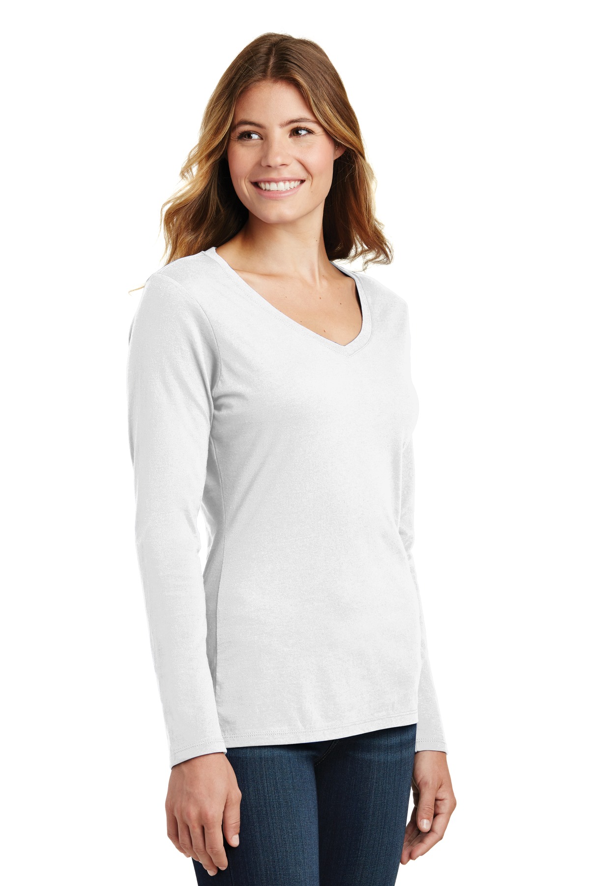 Port & Co Women's Long Sleeve Fan Favorite V-Neck Tee. LPC450VLS 60