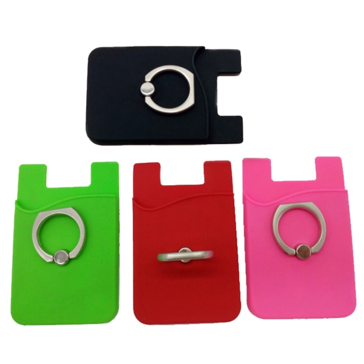 Cell Phone Silicone Wallet with Metal Ring Stand 5