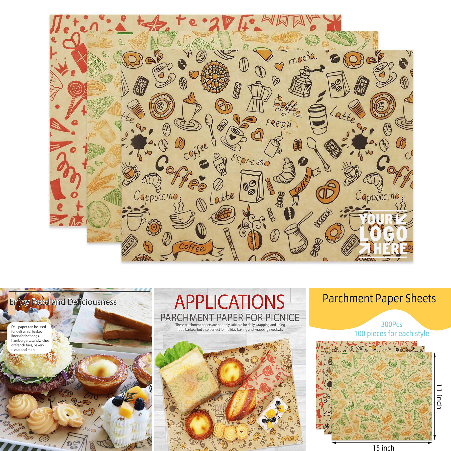 11"x15" Food Liner Plastic Food Basket Premium Deli Sandwich Wrapper Paper Sheet 2