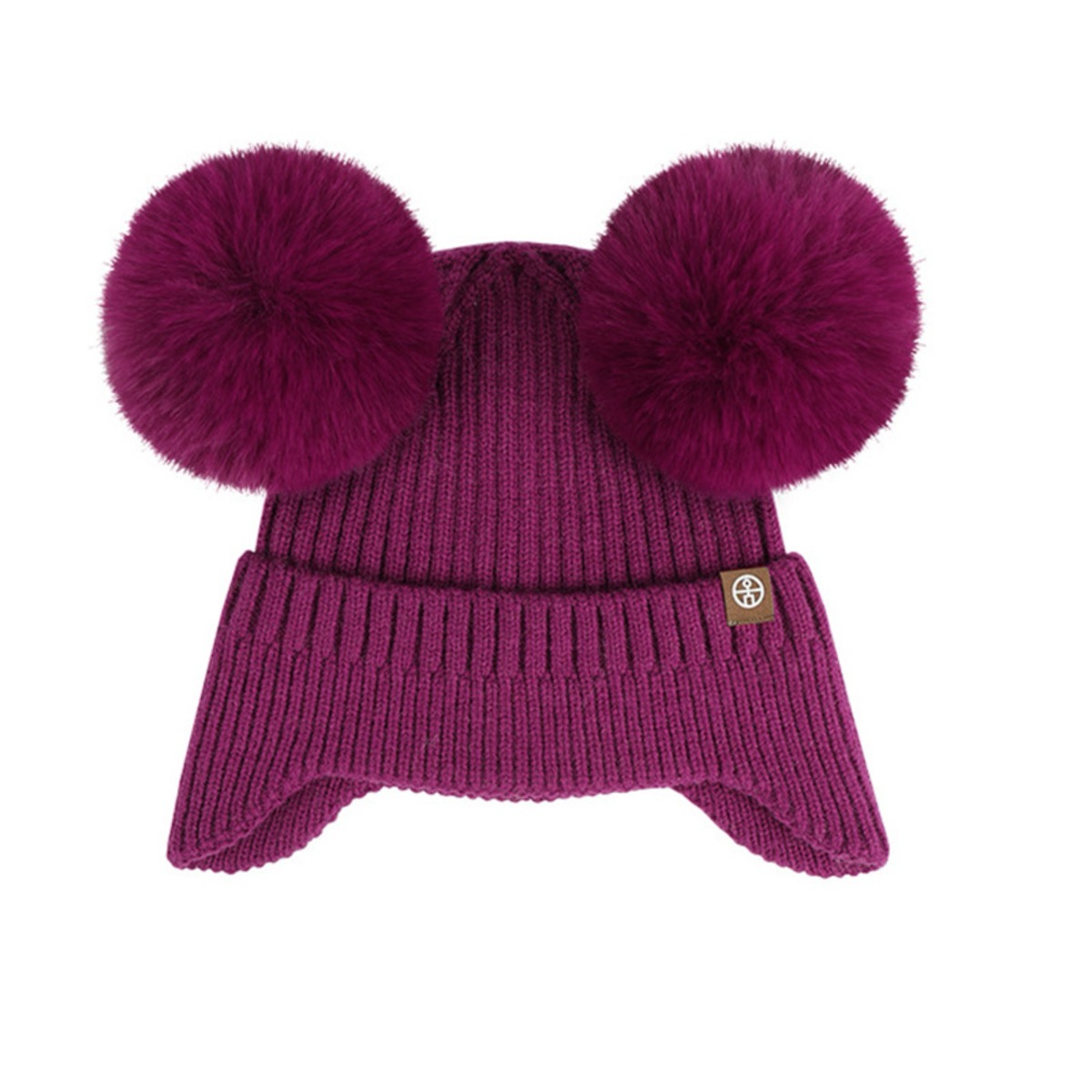 Double Pompom Kids Winter Beanie with Earflaps and Wool Blend 5